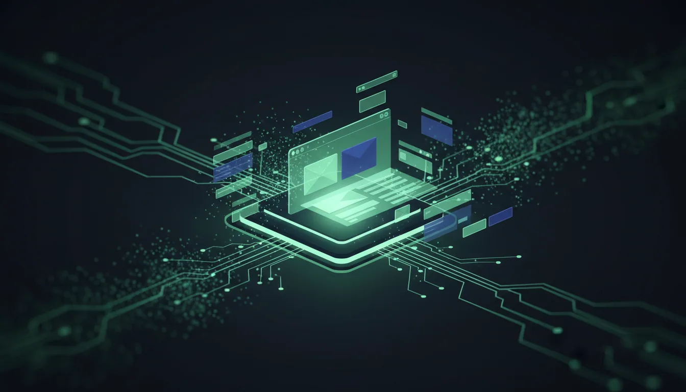 An AI website builder generating a complete, SEO-optimized small-business website with schema and structured content
