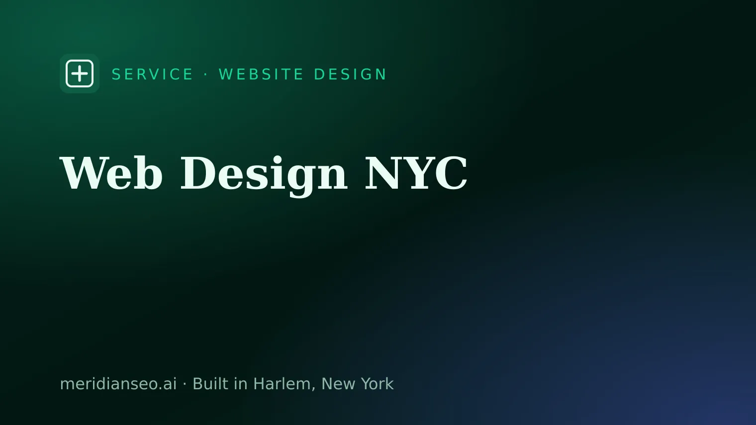 A small-business website designed for a New York City neighborhood, shown against a Harlem streetscape